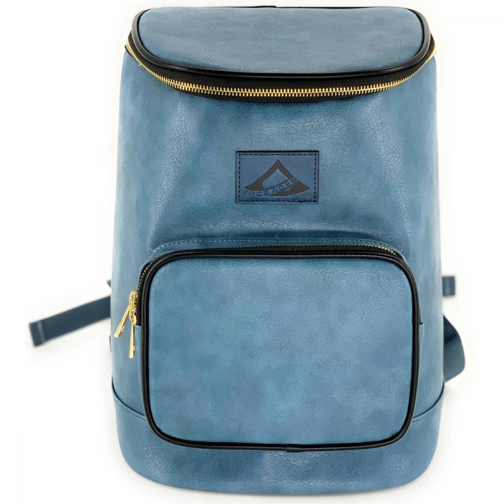 NiceAces Handmade Vegan Leather Backpack Cooler (Blue) 1 NiceAces Handmade Vegan Leather Backpack Cooler (Blue)