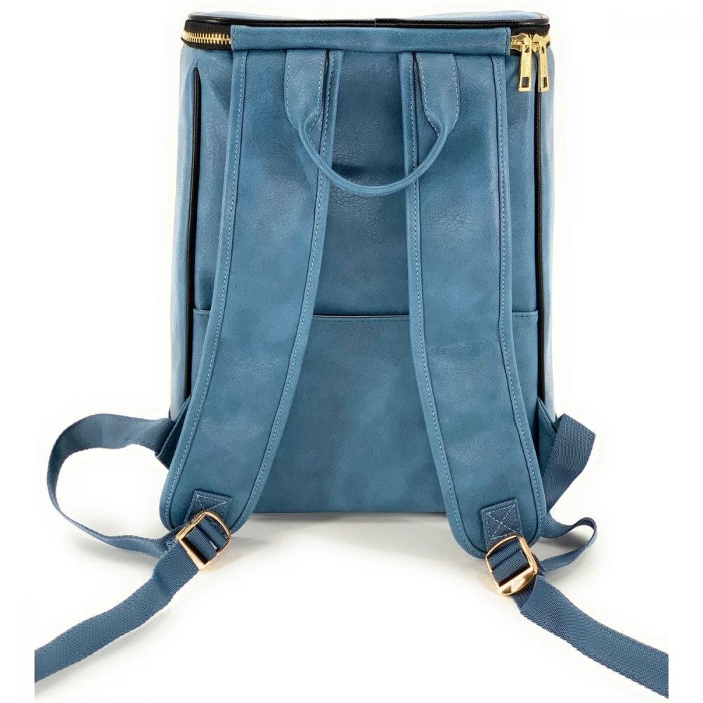 NiceAces Handmade Vegan Leather Backpack Cooler (Blue) 2 NiceAces Handmade Vegan Leather Backpack Cooler (Blue) - Image 2