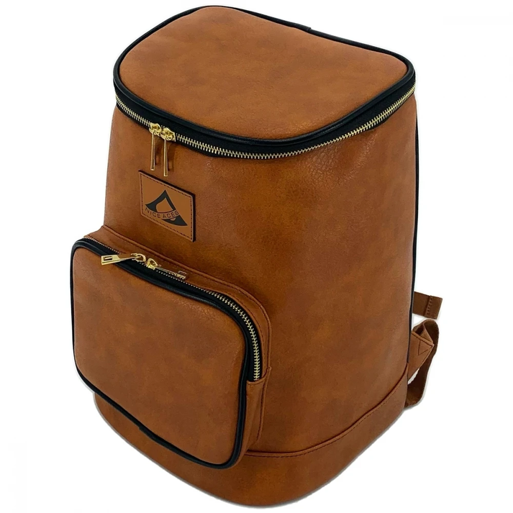 NiceAces Handmade Vegan Leather Backpack Cooler (Brown) 2 NiceAces Handmade Vegan Leather Backpack Cooler (Brown) - Image 2
