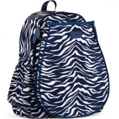 Ame & Lulu Game On Tennis Backpack (Navy Tiger Stripe) 5 Ame & Lulu Game On Tennis Backpack (Navy Tiger Stripe) -Sports Tennis Shop GTBP265 ameandlulu game on tennis backpack navy tiger stripe side 1000 1000