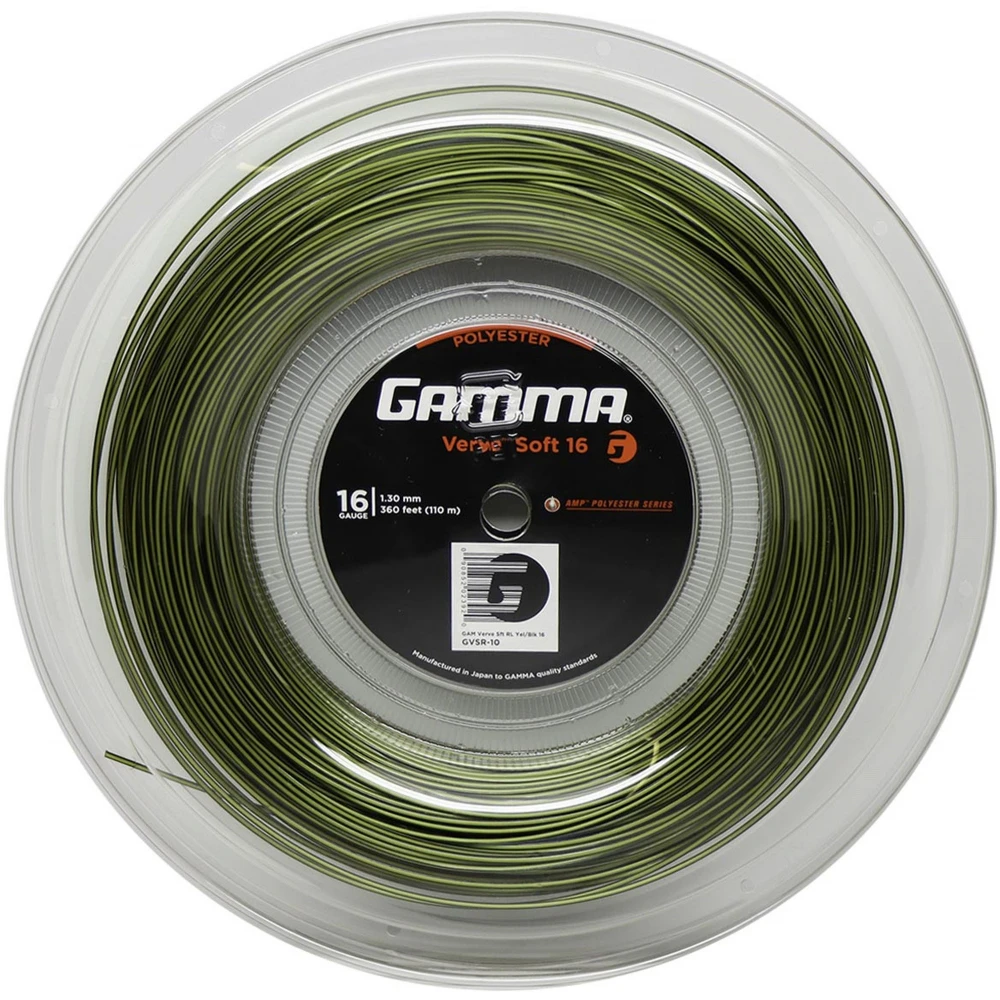 Gamma AMP Verve Soft Yellow/Black 17g Tennis String (Reel) 1 Gamma AMP Verve Soft Yellow/Black 17g Tennis String (Reel)