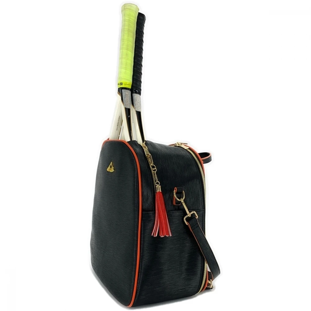 NiceAces Women’s HANA 2-Racquet Handmade Vegan Leather Tennis Backpack (Black) 3 NiceAces Women’s HANA 2-Racquet Handmade Vegan Leather Tennis Backpack (Black) - Image 3