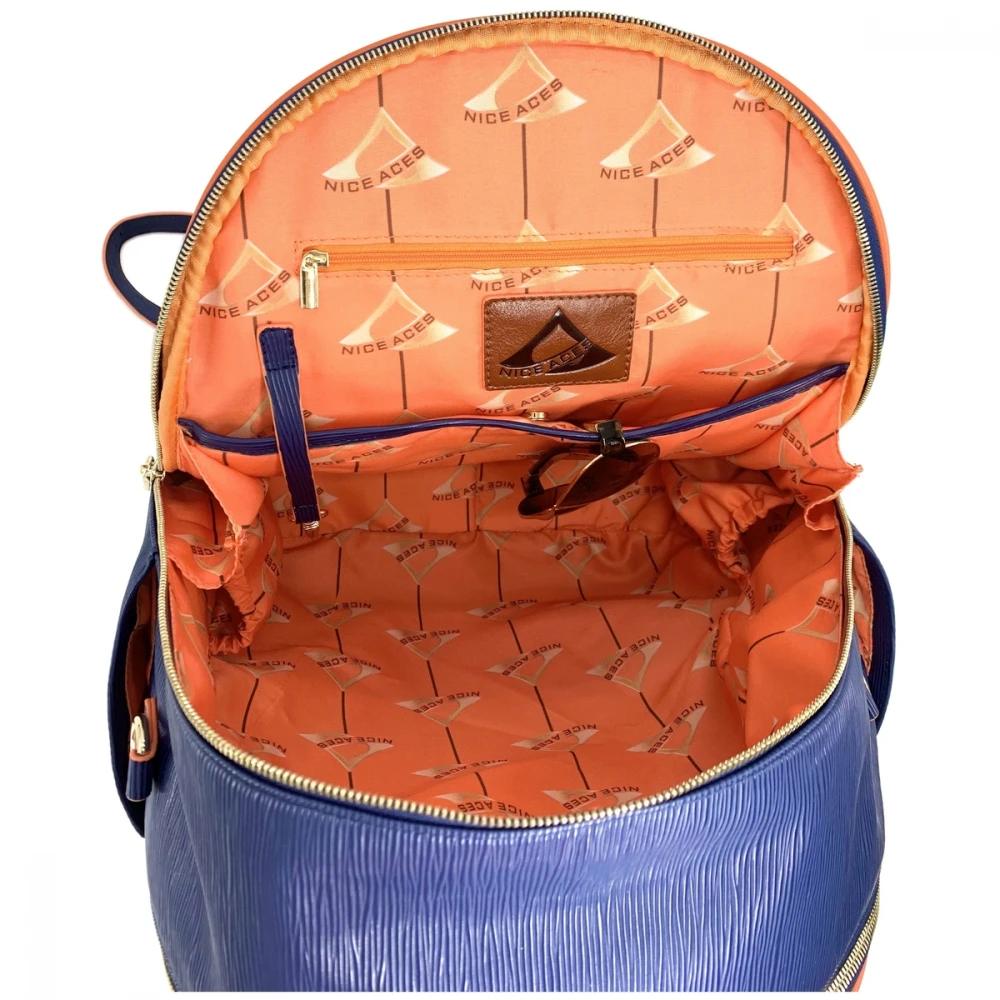 NiceAces Women’s HANA 2-Racquet Handmade Vegan Leather Tennis Backpack (Blue) - Image 3