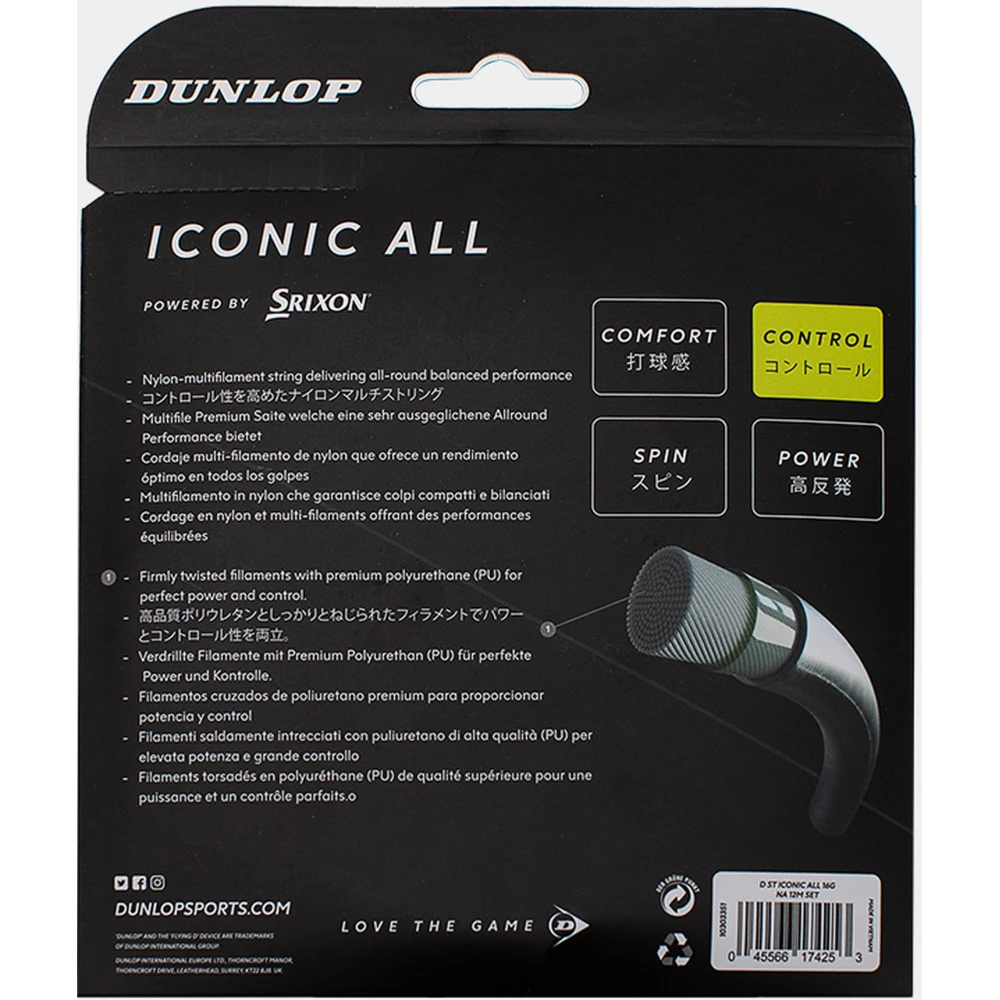 Dunlop Iconic All 16g Tennis String (Set) 2 Dunlop Iconic All 16g Tennis String (Set) - Image 2